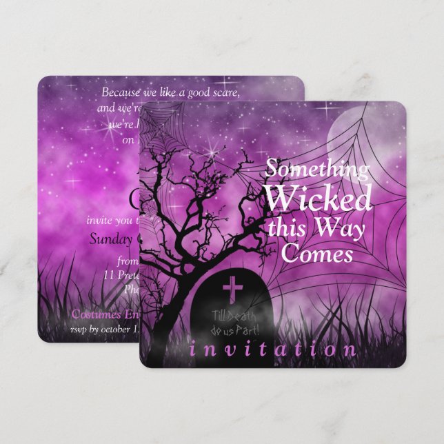 Wicked Roligt Halloween-bröllopsinbjudan Inbjudningar (Fram/baksida)