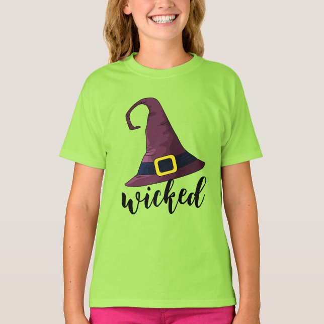 Wicked, Roligt Witch Hat Halloween-Personlig T Shirt (Framsida)