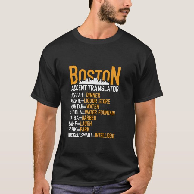 Wicked Smaht Funny Boston Accent Translator Boston T Shirt (Framsida)