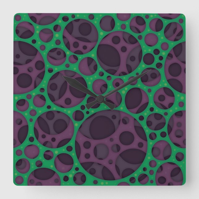 Wicked Trippy Abstrakt Slime Hål Design Mönster Fyrkantig Klocka (Framsida)