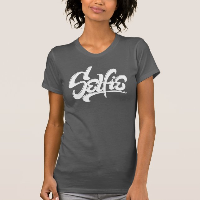 Wicked White Skateboard Graffiti Selfie Street Art Tee Shirt (Framsida)