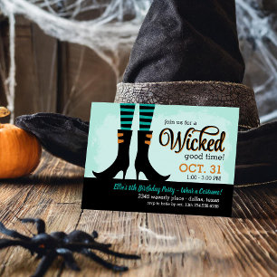 Wicked Witch Barns födelsedag Costume Party Inbjudningar