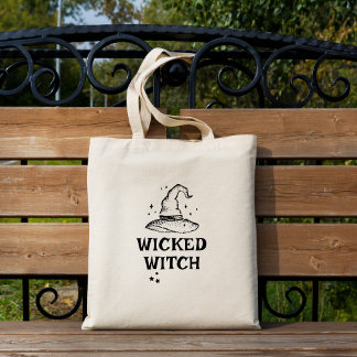 Wicked Witch Black och White Halloween Stars Tygkasse