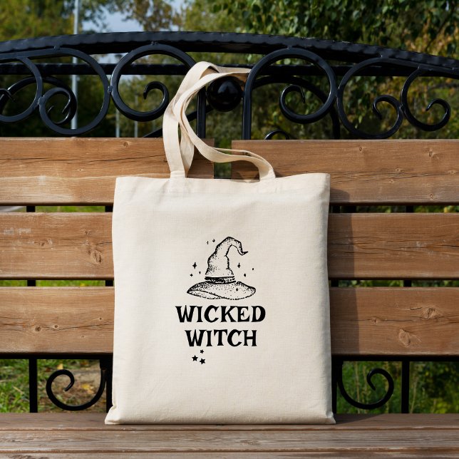 Wicked Witch Black och White Halloween Stars Tygkasse (Skapare uppladdad)