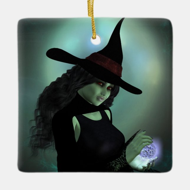 Wicked Witch Casting a Spell Julgransprydnad Keramik (Framsida)
