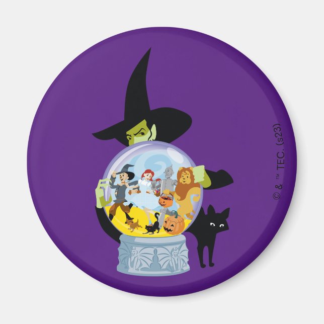 Wicked Witch Crystal Boll Halloween Magnet (Framsidan)