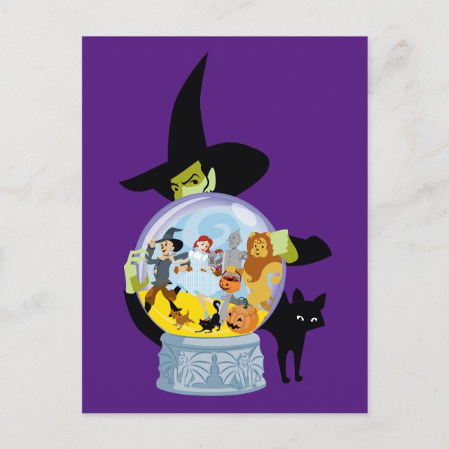 Wicked Witch Crystal Boll Halloween Vykort (Framsida)
