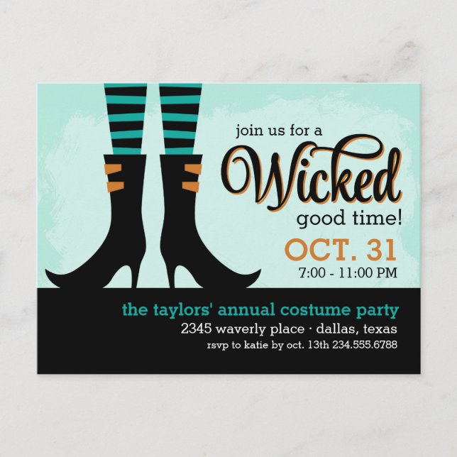 Wicked Witch Halloween Costume Party-inbjudan Inbjudan Vykort (Framsida)