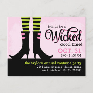 Wicked Witch Halloween Costume Party-inbjudan Inbjudan Vykort
