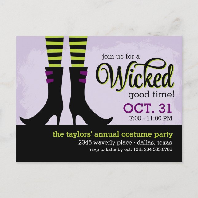 Wicked Witch Halloween Costume Party-inbjudan Inbjudan Vykort (Framsida)