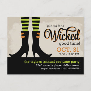 Wicked Witch Halloween Costume Party-inbjudan Inbjudan Vykort