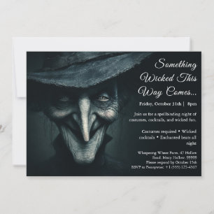 Wicked Witch Halloween Costume Party-inbjudan Inbjudningar