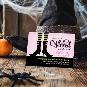 Wicked Witch Halloween Costume Party Inbjudningar