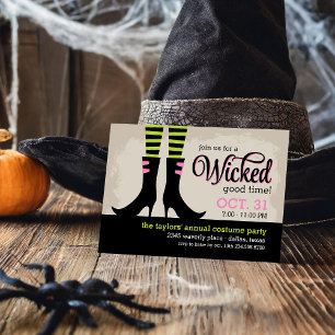 Wicked Witch Halloween Costume Party Inbjudningar