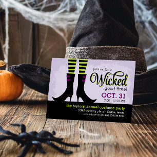 Wicked Witch Halloween Costume Party Inbjudningar