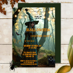 Wicked Witch Halloween Costume Party Inbjudningar