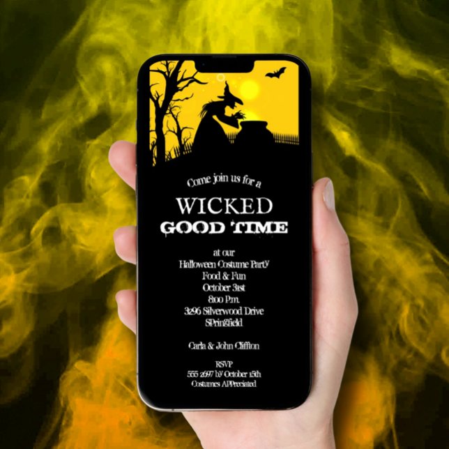 Wicked Witch Halloween Inbjudningar (Wicked Witch Halloween Invitations - INSTANT DOWNLOAD and/or printed)