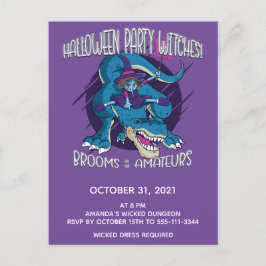 Wicked Witch på T-Rex Illustration Halloween fest Inbjudan Vykort