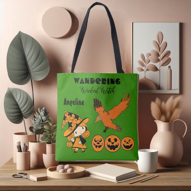 Wicked Witch Personlig Halloween Cute Tygkasse (Wandering Wicked Witch Personalized Halloween Cute Tote Bag)