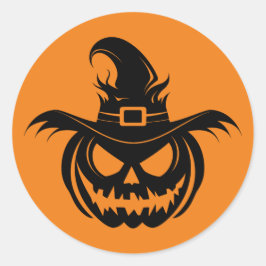 Wicked Witch Pumpkin Ansikte Sticker Runt Klistermärke