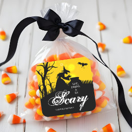 Wicked Witch Silhouette Halloween Fyrkantigt Klistermärke