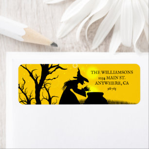 Wicked Witch Silhouette Halloween Returadress Etikett
