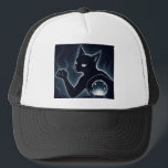 WickedWitch  Keps<br><div class="desc">This black & white trucker hat features a whimsigoth print of an evil cat plotting more controversy.</div>