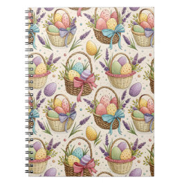 Wicker Basket Easter Eggs with Lavender Anteckningsbok
