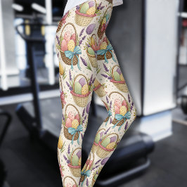 Wicker Basket Easter Eggs with Lavender Leggings