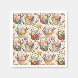 Wicker Basket Easter Eggs with Lavender Pappersservett