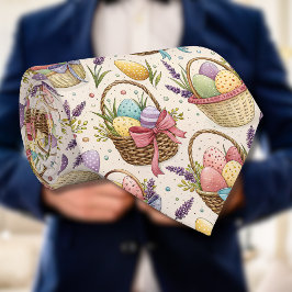 Wicker Basket Easter Eggs with Lavender Slips