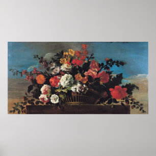 Wicker Basket i Flowers Poster