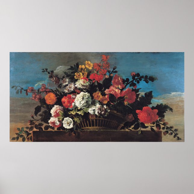 Wicker Basket i Flowers Poster (Framsidan)