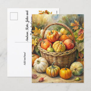 Wicker Basket med Pumpkins - Välkomstfall Helg Vykort