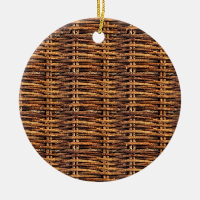 Wicker Basket Mönster Julgransprydnad Keramik (Framsidan)