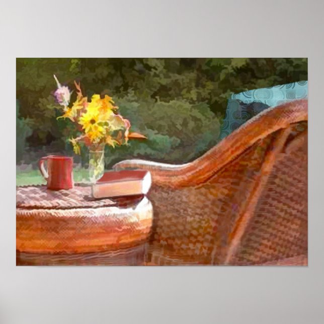 Wicker, kaffe och Bra Bok Poster (Framsidan)