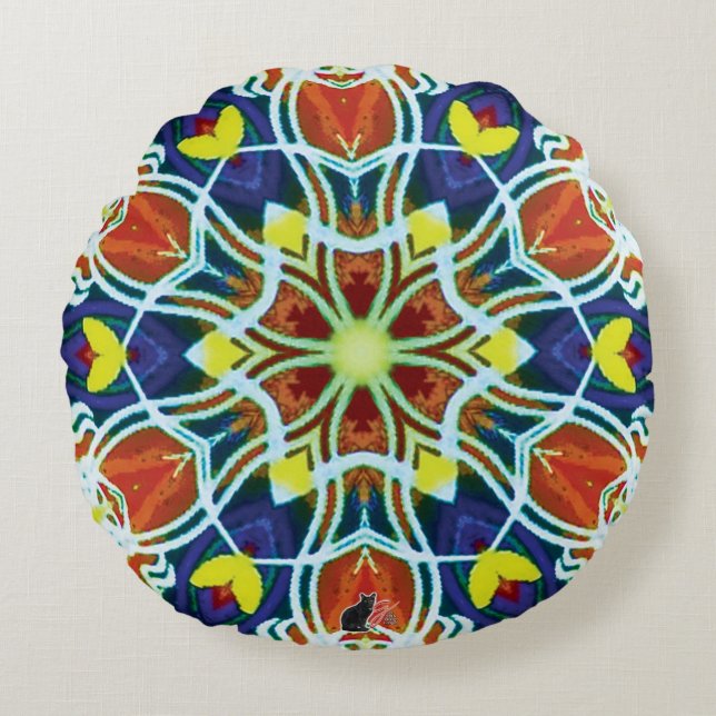 Wicker Kaleidoscope Rund Kudde (Framsidan)