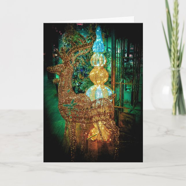 Wicker Reindeer Christmas Card Helgkort (Framsida)