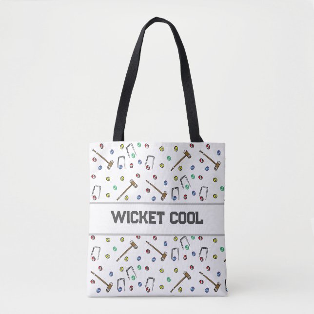 Wicket Coola Cute Croquet Pun Hand-Illustrated Boh Tygkasse (Framsida)