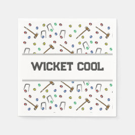 Wickets Coola Croquet Pun Hand-Illustrated Unique Pappersservett
