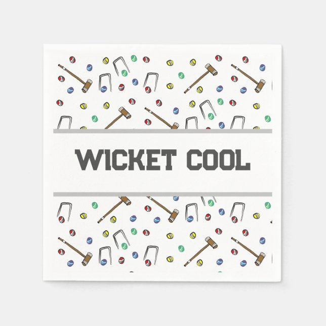 Wickets Coola Croquet Pun Hand-Illustrated Unique Pappersservett (Framsidan)