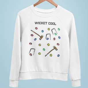 Wickets Coola Vitaktiskt Hand-Illustrated Croquet Lång Ärmad Tröja