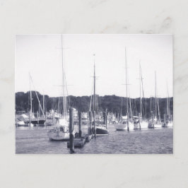 Wickford Harbor Rhode island BW-utskrift Vykort