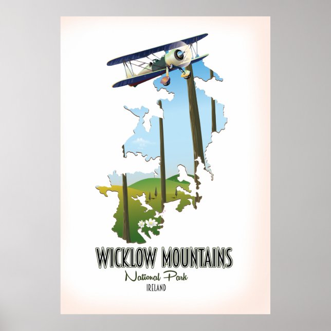 Wicklow Mountains nationalpark Irland karta Poster (Framsidan)