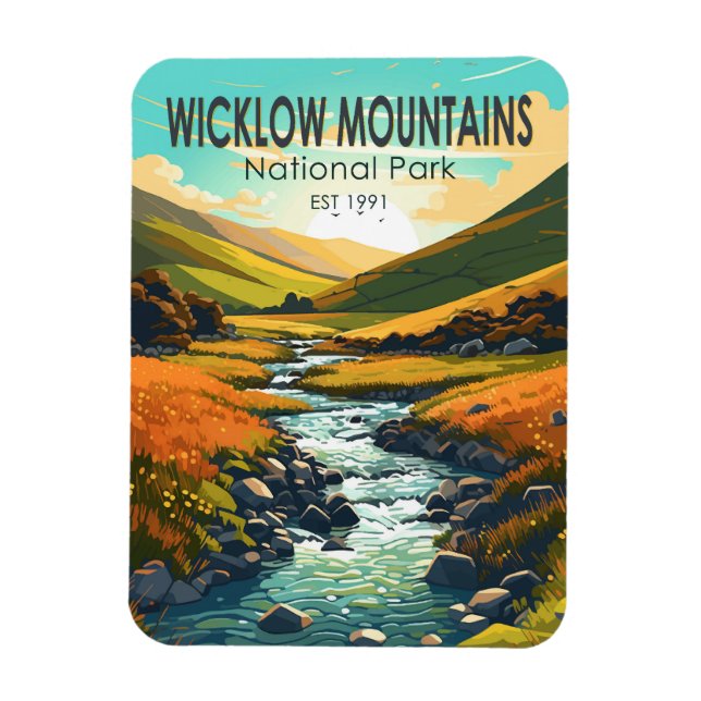 Wicklow Mountas National Park Ireland River Art Magnet (Vertikal)