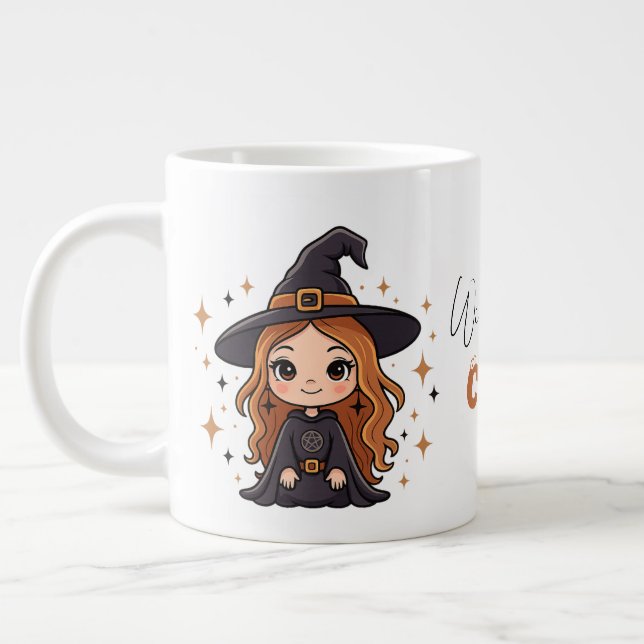 Wickly Cute Halloween Witch | Spooky Adsible Jumbo Mugg (Vänster)