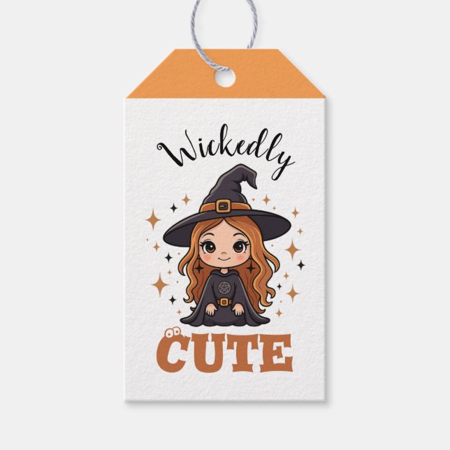 Wickly Cute Halloween Witch | Spooky Adsible Presentetikett (Framsidan)