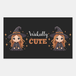 Wickly Cute Halloween Witch | Spooky Adsible Rektangulärt Klistermärke