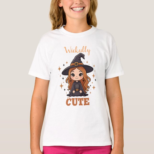 Wickly Cute Halloween Witch | Spooky Adsible T Shirt (Framsida)