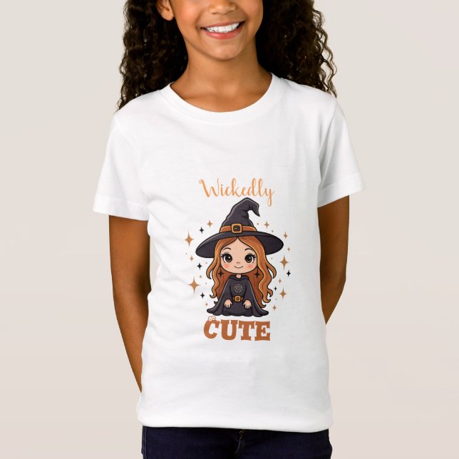 Wickly Cute Halloween Witch | Spooky Adsible T Shirt (Framsida)